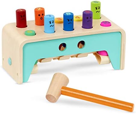 Battat – Wooden Hammer Toy for Kids, Toddlers – Pounding Bench with Pegs and Mallet – Colorful Developmental Toy – 1 Year + – Pound & Count Bench