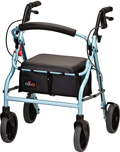 NOVA Medical Products Zoom Rollator Walker with 20" Seat Height, Diamond Blue