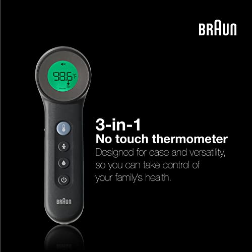 Braun No Touch 3-in-1 Thermometer - Touchless Thermometer for Adults, Babies, Toddlers and Kids – Fast, Reliable, and Accurate Results, Digital