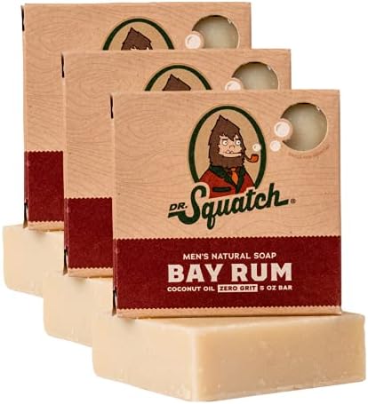 Dr. Squatch All Natural Bar Soap for Men with Zero Grit, 3 Pack, Bay Rum