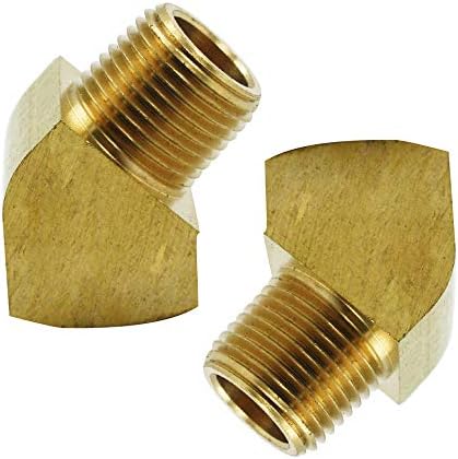 Legines 45 Degree Street Elbow 1/2" NPT Male x 1/2" NPT Female Brass Pipe Fitting (Pack of 2)