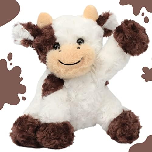 Hopearl Adorable Plush Cow Toy Floppy Dairy Cattle Soft Stuffed Animal Cute Birthday Gifts for Boys Girls Kids Toddlers, Brown, 9''