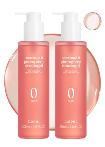 NOONI Facial Cleanser - Snow Aqua 0 Ginseng Deep Cleansing Oil *2ea | Makeup Blackhead Remover, Pore Care Control, Glass Skin, Helps Control Sebum, Revitalizing Care, Moisturizing, 6.76 FL.Oz (200 ml)