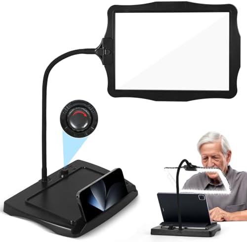 Magnifying Glass with Light and Stand 48 Ultra-Bright LEDs Large Magnifying Lamp with Light Magnifying Glass on Stand Hand-Free with 360° Flexible Gooseneck for Reading Repair Crafts Close Work