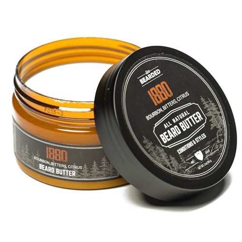 Live Bearded Beard Butter, 3 fl oz - Made in the USA - All-Natural Leave-in Conditioner and Softener with Shea | 1880 Scent - Bourbon, Bitters, Citrus