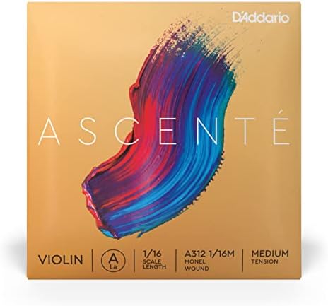 D'Addario Ascente Violin Strings - Violin Strings with Ball Ends, Synthetic Core - A312 1/16M - A String - 1/16 Scale - Medium Tension
