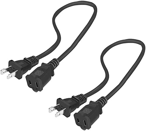 2ft USA Outlet Saver Power Cord Cable 125V 10A 2-Prong 2 Outlets for NEMA 5-15P to NEMA 5-15R,2-Pack