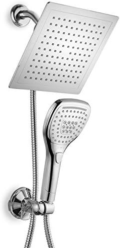 Dream Spa Ultra-Luxury 9" Rainfall Shower Head/Handheld Combo. Convenient Push-Button Flow Control Button for easy one-handed operation. Switch flow settings with the same hand! Premium Chrome