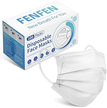 Disposable Face Mask For Adults - 100 Pack Individually Wrapped,FSA or HSA Eligible,4 Ply Protection,Safety Masks Disposable