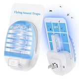 Flying Insect Trap 2 DEVICES+6 REFILLS, BUG ZAPPER+INSECT TRAP for Home,Kill Grid & Glue Dual Efficacy Mosquito Killer,Plug-in Fly Traps for Flies, Fruit Flies, Moths, Gnats, and Other