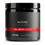 Toniiq 1300mg Glycine Supplements - 4 Month Supply - Min. 98.5%+ Tested Purity - Ultra High Strength and Bioavailable Glycine Powder Supplement - 240 Vegetarian Glycine Capsules - 120 Servings