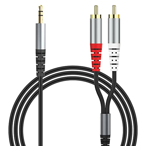RCA to 3.5mm AUX Cable, (1M/3.3Feet) 3.5mm 1/8 to RCA 2-Male Headphone Jack Adapter Y Splitter Premium Stereo Audio Cord for Smartphones, Tablets, HDTV,or MP3 Players, Speakers