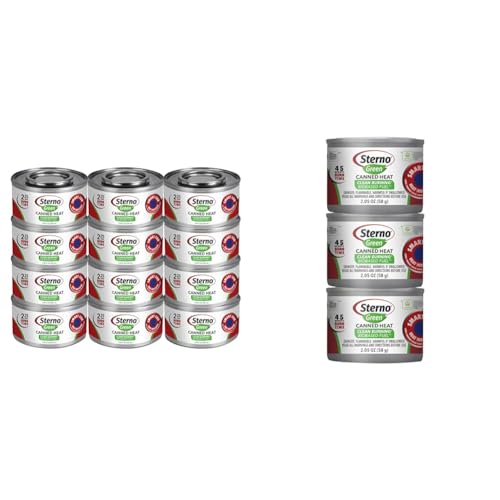 Sterno 2.25 Hour and 45 Minute Green Canned Heat Chafing Fuel Bundle, 12 Pack and 3 Pack