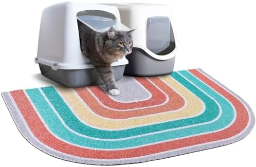 Unicorn Catcher Cat Litter Mat Quality Litter Box Mat Large Non-Slip Cat Litter Mat Litter Trapping Mat Soft Kitty Litter Mat Compatible Two Litter Boxes Cat Products Easy to Clean,Orange,L