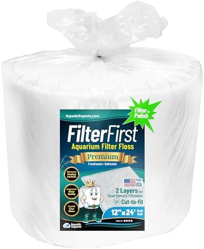 Aquatic Experts Aquarium Filter Floss for Fish Tank Filters - FilterFirst Aquarium Filter Pad - Media Roll for Crystal Clear Water, 3/4" - 1" Thick (12 Inch Wide, 24 Feet Long)