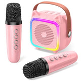 Mini Karaoke Machine for Kids, Portable Bluetooth Speaker with 2 Wireless Microphones, Toys Gifts for Girls Ages 4, 5, 6, 7, 8, 9, 10, 11, 12+ Year Old Birthday Gift Parties Christmas (Pink 2 Mics)