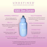 Undefined Beauty R&R Sun Serum Tinted Mineral Broad Spectrum Sunscreen SPF 50 PA++++ infused with Niacinamide, Tremella, Raspberry Seed, 1.7oz