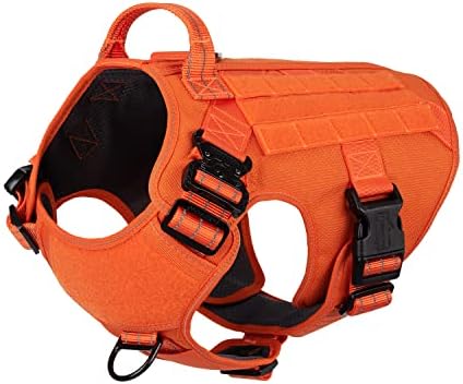 ICEFANG Tactical Dog Harness,X-Large Size, 2X Metal Buckle,Working Dog MOLLE Vest with Handle,No Pulling Front Leash Clip,Hook and Loop Panel