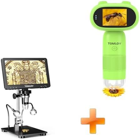 TOMLOV P30 Microscope for Kids, Portable 1000X Slides Digital Microscope with 2" Screen, HD 16MP Camera & 1080P Video+DM9 Pro