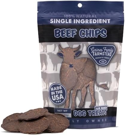 Gaines Family Farmstead Beef Chips for Dogs – All-Natural, High-Protein Rawhide Alternative Chews, Healthy Dog Treats Made in USA, Ideal for All Breeds, 6 oz Pouch