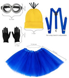 WISHTEN 5 PCS Halloween Costume for Kids Girls,Goggles/Beanie/Tutu Skirt/Suspenders/Gloves Halloween Costume Accessories