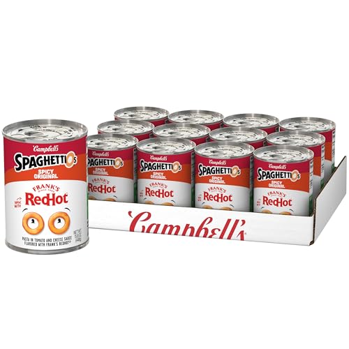SpaghettiOs Spicy Original made with Frank's RedHot, Canned Pasta, 15.8 oz Can (Pack of 12)