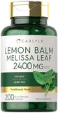 CARLYLE Lemon Balm Capsules | 2400mg | 200 Count | Melissa Leaf | Non-GMO |