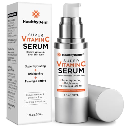 Super Vitamin C Serum for Mature Skin: Vitamin C, Hyaluronic Acid, Vitamin E, Caffeine, Hydrating, Lifting, Face Wrinkle & Age Spots Reduction