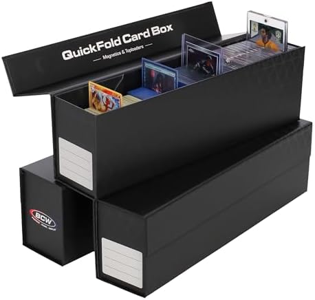 BCW QuickFold Card Boxes for Magnetics and Toploaders - Magnetic Closure Trading Card Storage Box | Fits 850-1200 Cards Each | Sleeved/Unlseeved Cards, Magnetic Card Holders | Easy Assemble - 3 Pack