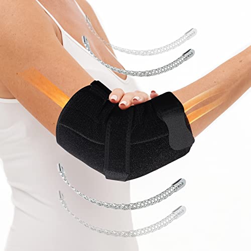 Elbow Splint Tendonitis Elbow Brace, Cubital Tunnel Syndrome Brace with 4 Removable Metal Spring Splint for Sleeping, Elbow Immobilizer for Ulnar Nerve Entrapment, Golfers Elbow (L/XL)
