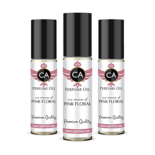 CA Perfume Impression of Emra Pink Floral For Women & Men Replica Fragrance Body Oil Dupes Alcohol-Free Essential Aromatherapy Sample Travel Size Concentrated Long Lasting Attar Roll-On 0.3 Fl Oz-X3