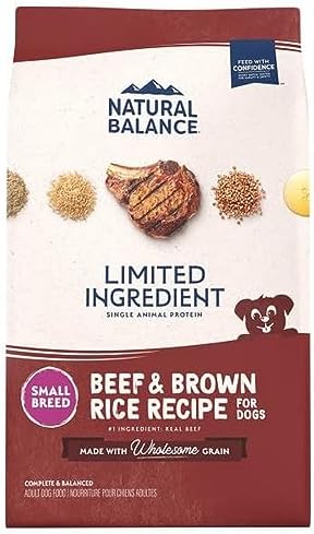 Natural Balance Limited Ingredient Small-Breed Adult Dry Dog Food with Healthy Grains, Beef & Brown Rice, 4 Pound (Pack of 1)