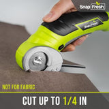 SnapFresh Cordless Electric Cutter (7.87x3.15in, 0.87lb), Stainless Steel Rotary Blade, Versatile Packaging & Carpet Cutter, Self-Sharpening, Safety Start, Replacement Blade Included