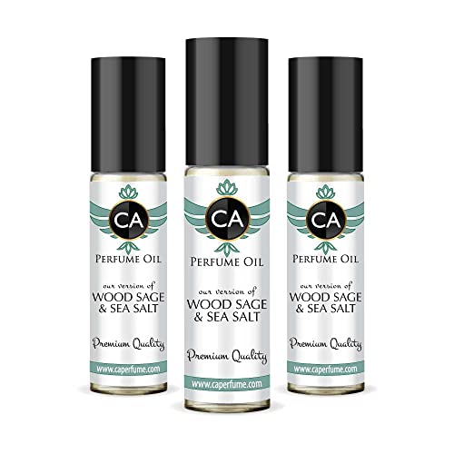 CA Perfume Impression of J. Mlon Wood Sage & Sea Salt For Women & Men Replica Fragrance Body Oil Dupes Alcohol-Free Essential Aromatherapy Sample Travel Size Long Lasting Attar Roll-On 0.3 Fl Oz-X3
