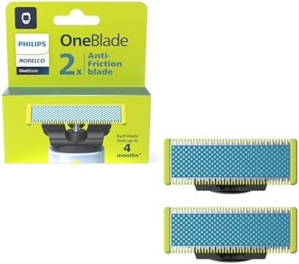 Philips Norelco OneBlade Anti Friction Blade, Genuine Replacement Blade for OneBlade Electric Shaver and Trimmer, Durable Stainless Steel, Trim, Edge and Shave, 2 Pack, QP225/80