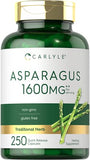 Carlyle Asparagus Supplement | 1600mg | 250 Powder Capsules | Non-GMO and Gluten Free Formula | High Potency Traditional Herb Extract