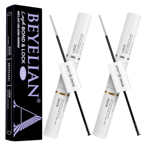 BEYELIAN Lash Bond and Seal, Cluster Lash Glue for Individual Cluster Lashes DIY Eyelash Extensions Latex Free Aftercare Sealant with Mascara Wand Super Strong Hold 72 Hours (2 Pack)