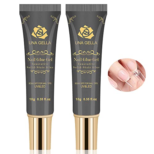 UNA GELLA Soft Gel 10ml*2 | Lamp Curing Needed For Nails Extension Solid State Soak Off Glue Super Strong Glue Gel, Acrylic FakePress On Nails Tips for Gel Jelly Tips