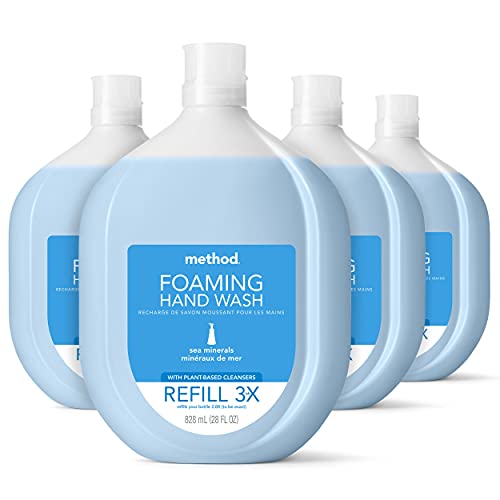 Method Foaming Hand Soap Refill, Sea Minerals, Recyclable Bottle, Biodegradable Formula, 28 fl oz (Pack of 4) (Packaging May Vary)