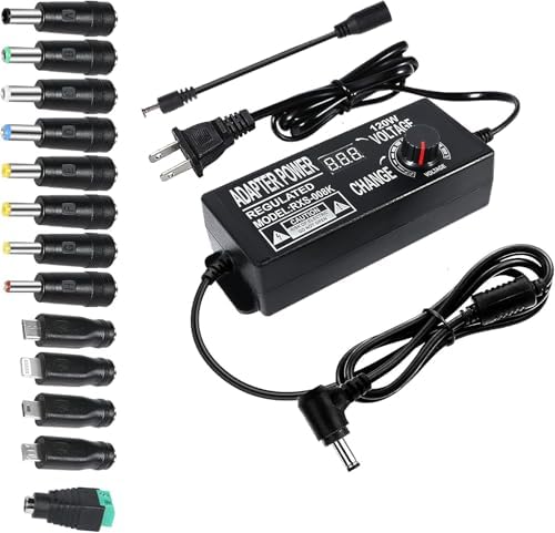 3V ~ 24V 5A 120W Universal Power Supply Universal Power Adapter 3V 5V 6V 9V 12V 15V 16V 18V 19V 20V 24V,100V-240V AC to DC Converter with 5.5x2.5mm 14 Tips for Laptop CCTV Camera