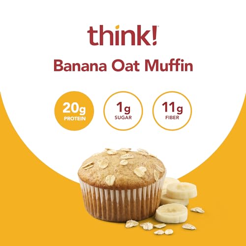 think! Protein Bars, High Protein Snacks, Gluten Free, Kosher Friendly, Banana Oat Muffin, 10 Count