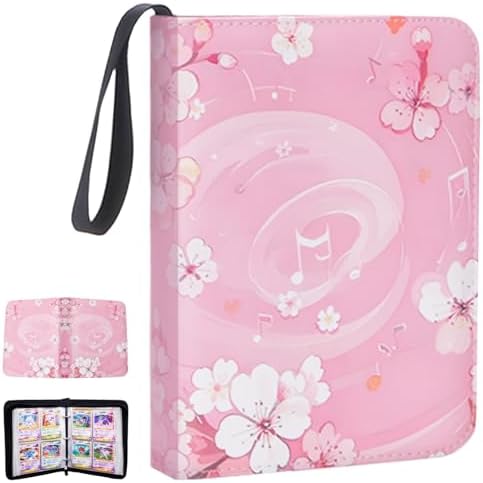 Card Binder for Girls Gifts,440 Cards Collectible Trading Card Holder Case with 55 Sleeves, 4 Pocket for TCG Game Cards Collection Sports Trading Cards Collector Album (Flowers)