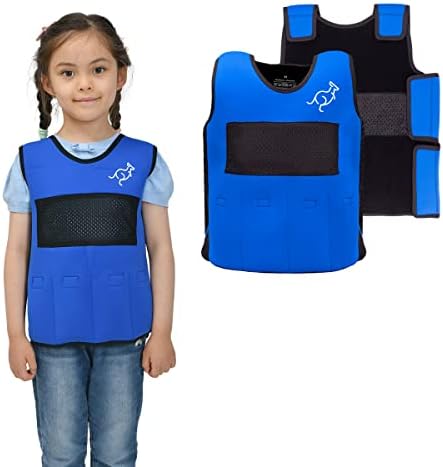 Weighted Vest for Kids Sensory Compression Vest Deep Pressure Comfort (Blue)