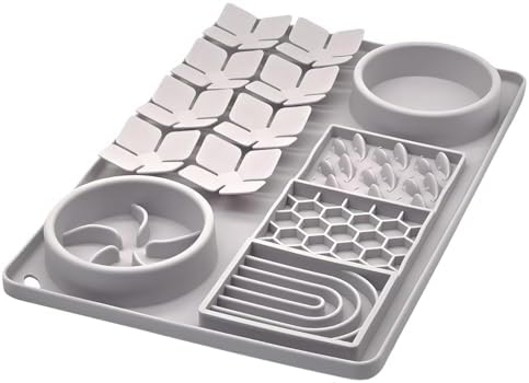 Slow Feeder Bowl, Silicone Lick Mat with Suction Cups for Dog Cat, Snuffle Mat for Pet Smell Training, Puzzle Toys for Bored Puppy, Sniff Mat for Slow Eating and Keep Busy, Lavender Gray