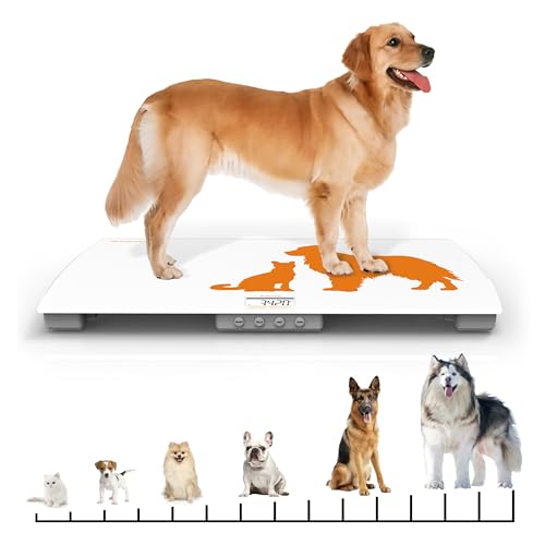 Digital Weighing Scale for Dogs Cats Puppies, Vet Scale, Scale for Animals Pets, 330lb x 0.05lb, Veterinary Scale, 33 x 16in Large Platform, 8mm Tempered-Glass