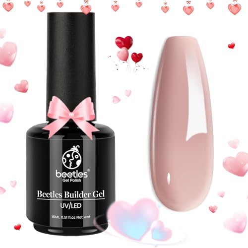 Beetles Builder Gel for Nails 7 in 1 Builder Strengthener Gel Nude Purple Gel Translucent Sheer Purple Hard Gel Builder Extension for Nail Art Base Gel Needed Valentine's Day Gift for Women