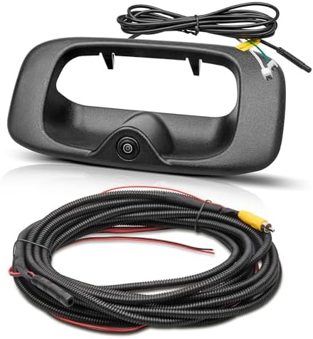 RED WOLF Tailgate Handle Backup Camera Fit for 1999-2006 Chevrolet Chevy Silverado/GMC Sierra 1500 2500 3500HD Pickups Reverse Rear View Backup Camera, Waterproof Guideline w/12V Power Cable RCA Plug