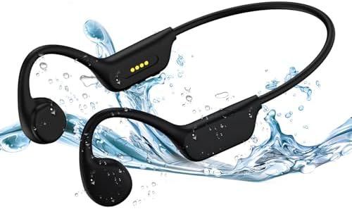 Bone Conduction Swimming Headphones -IPX8 Waterproof Earphones Built-in 32GB MP3 Player & 7-Hour Playtime,Bluetoeth 5.4 Open Ear Headphones with Underwater Earbuds for Swimming Outdoor Sports(Coal)