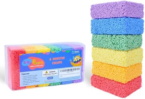 Silly Foam, Creative Modeling Foam Beads, 6 Primary Colors (Monster), Perfect for Preschool and Kids, Arts, Crafts, Sensory Play, Non-Toxic (Red, Orange, Yellow, Green, Blue, Purple) (Age 3+)