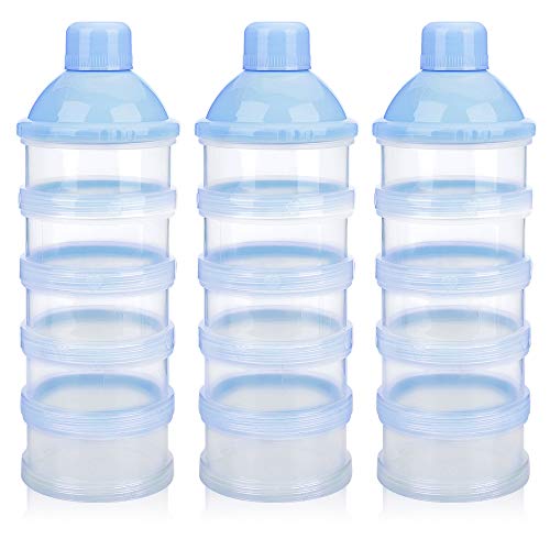 Accmor Formula Dispenser On The Go, 5 Compartments Stackable Formula Container for Travel, Baby Milk Powder Kids Snack Container, BPA Free
